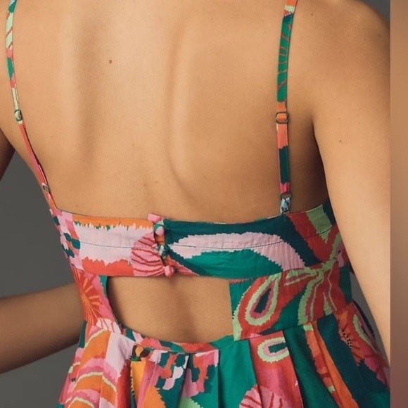 FARM Rio Vibrant pleated palm midi  Dress small - Picture 4 of 7